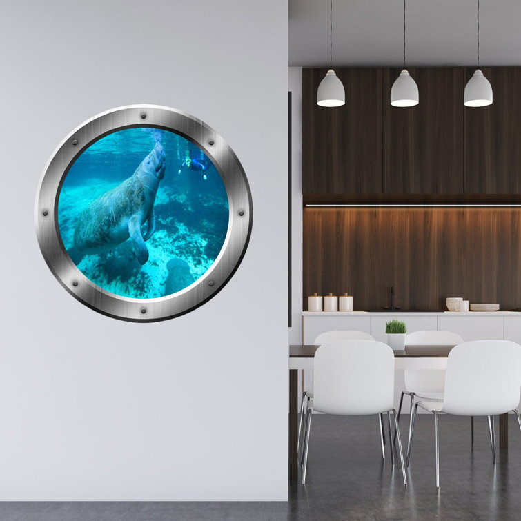 East Urban Home Manatee Sea Cow Porthole 3D Wall Decal & Reviews Wayfair